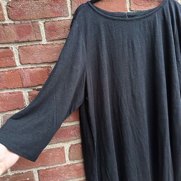 Eileen Fisher $148 Organic Linen Jersey Bateau Neck tunic Top Black XXS NEW - Picture 11 of 11